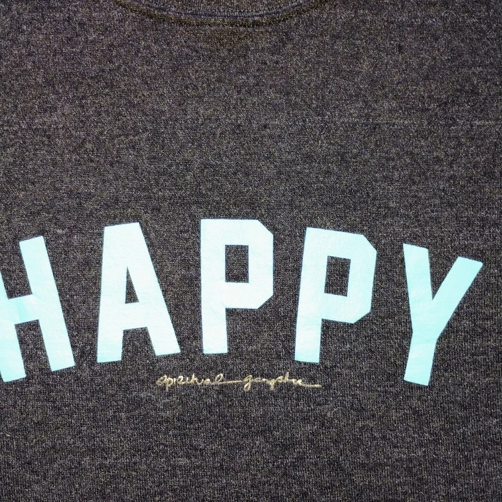 Spiritual Gangster HAPPY Crewneck Sweatshirt Medium Dark Brown Teal Boutique
